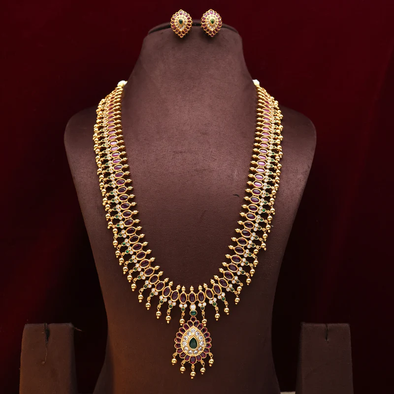 Premium Kemp Tilak Drop Haram set